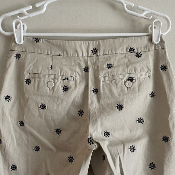Talbots Women 2P Beige Khaki Embroidered Nautical Preppy Bermuda Shorts - Picture 5 of 7